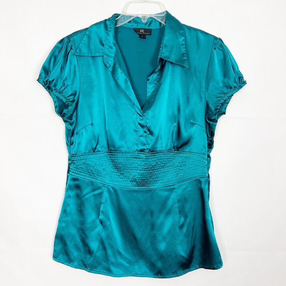 iZ Byer 90s Y2K Teal V-Neck Top Size Large